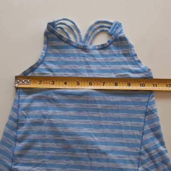 Ivivva 6 blue stripe criss cross athletic tank top - Picture 8 of 9